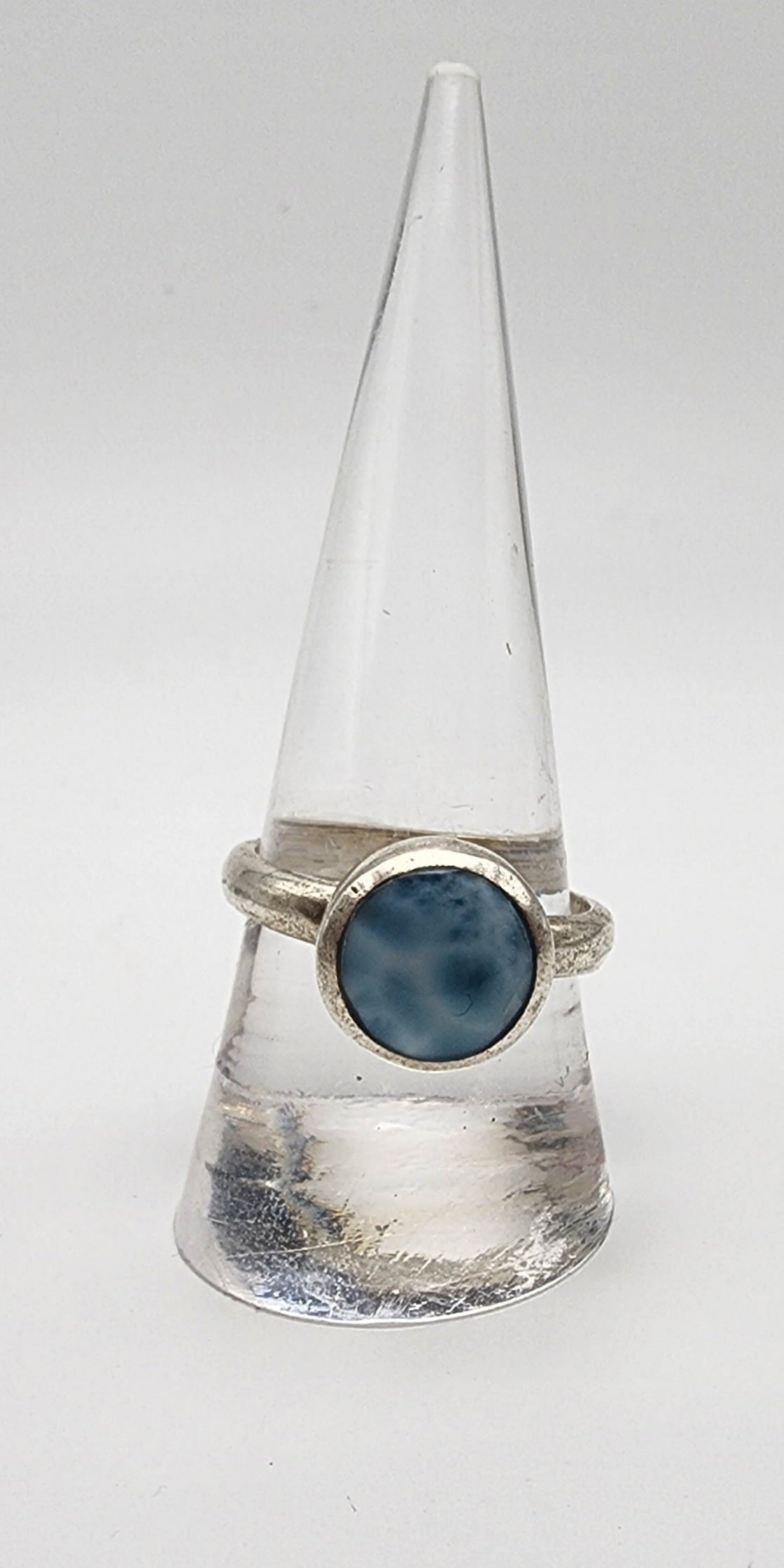 Sterling Silver Larimar Round Ring.