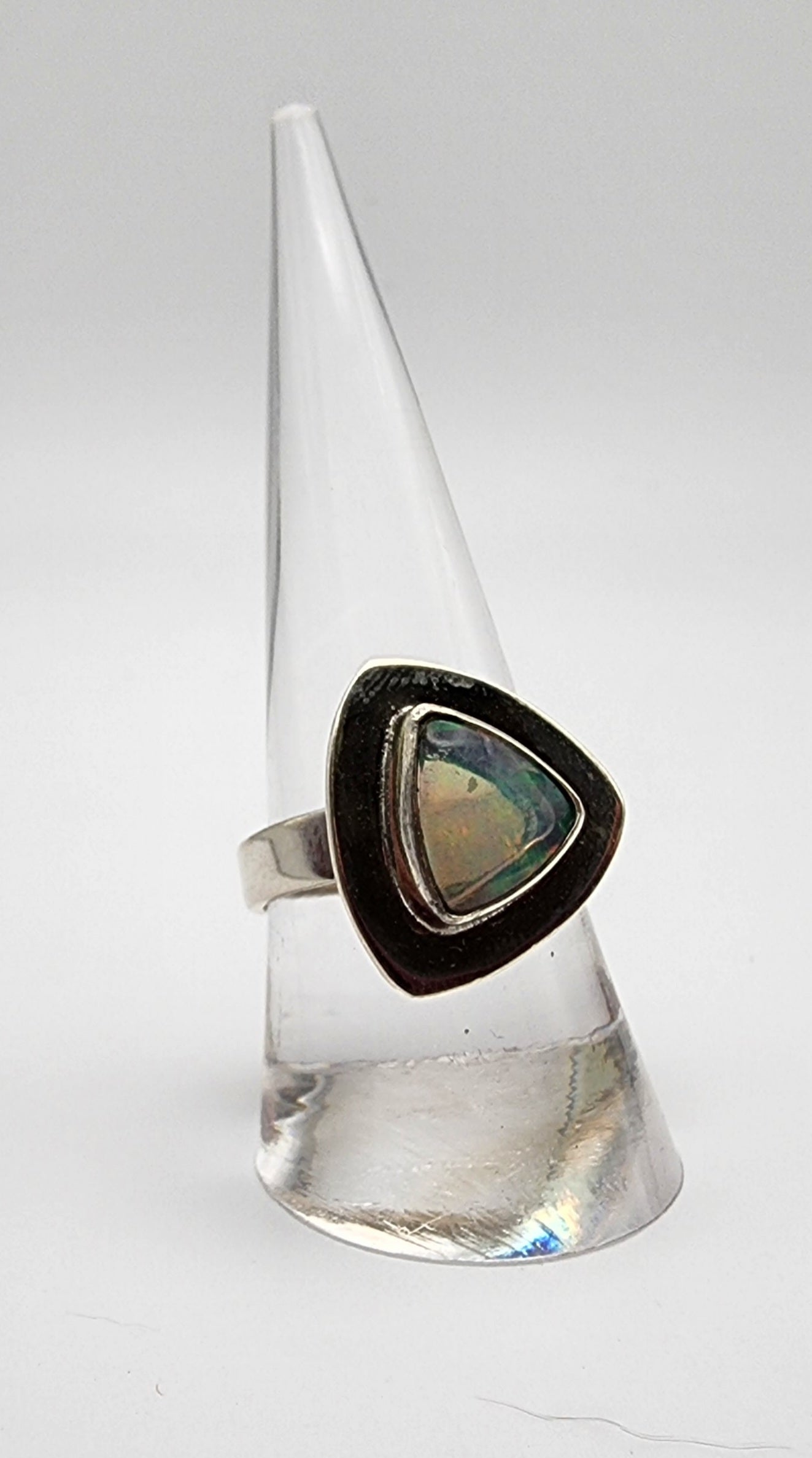 Sterling Silver Ethiopian Opal Ring Large.