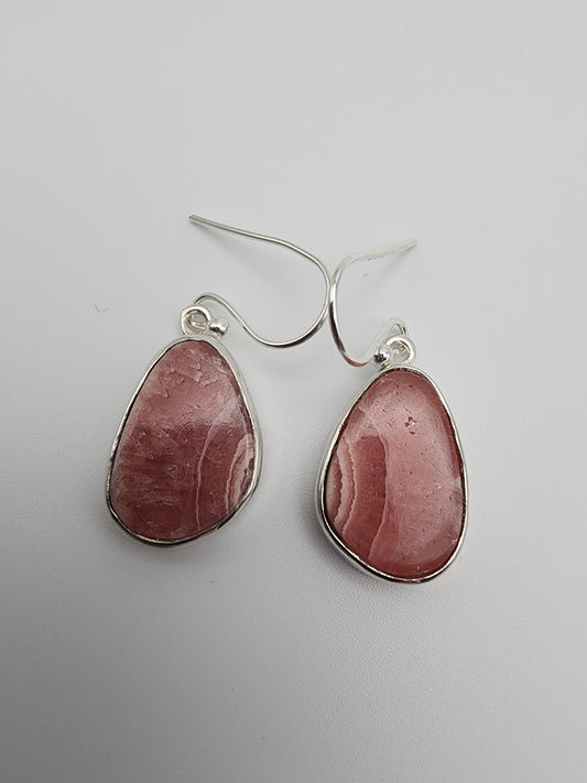 Sterling Silver Pink Gemstone Earrings.