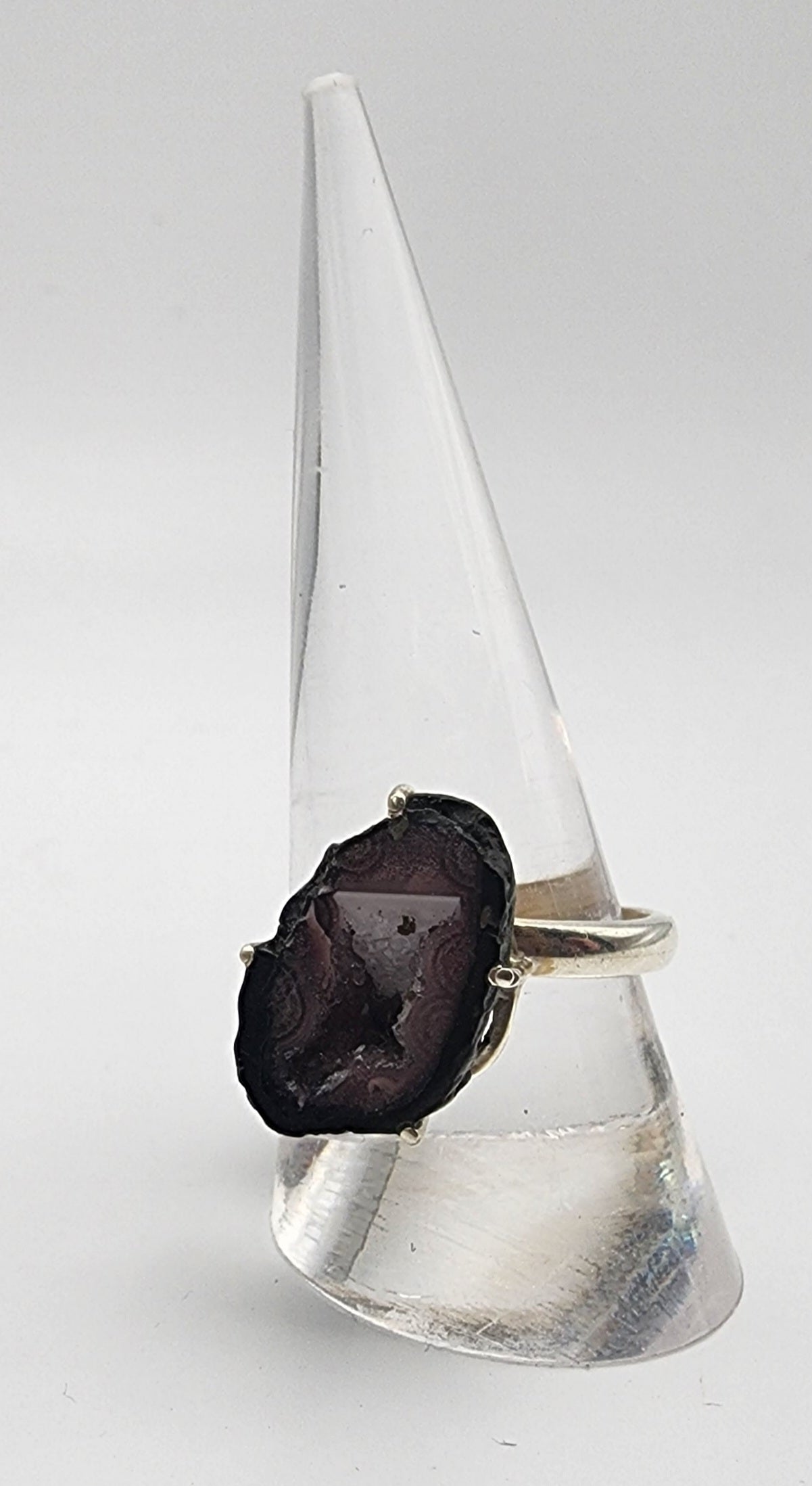 Sterling Silver Pink Geode Ring.