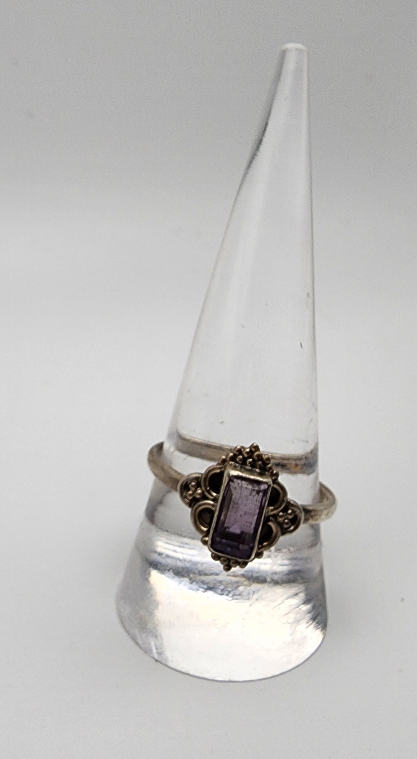 Sterling Silver Purple Rectangle Ring.