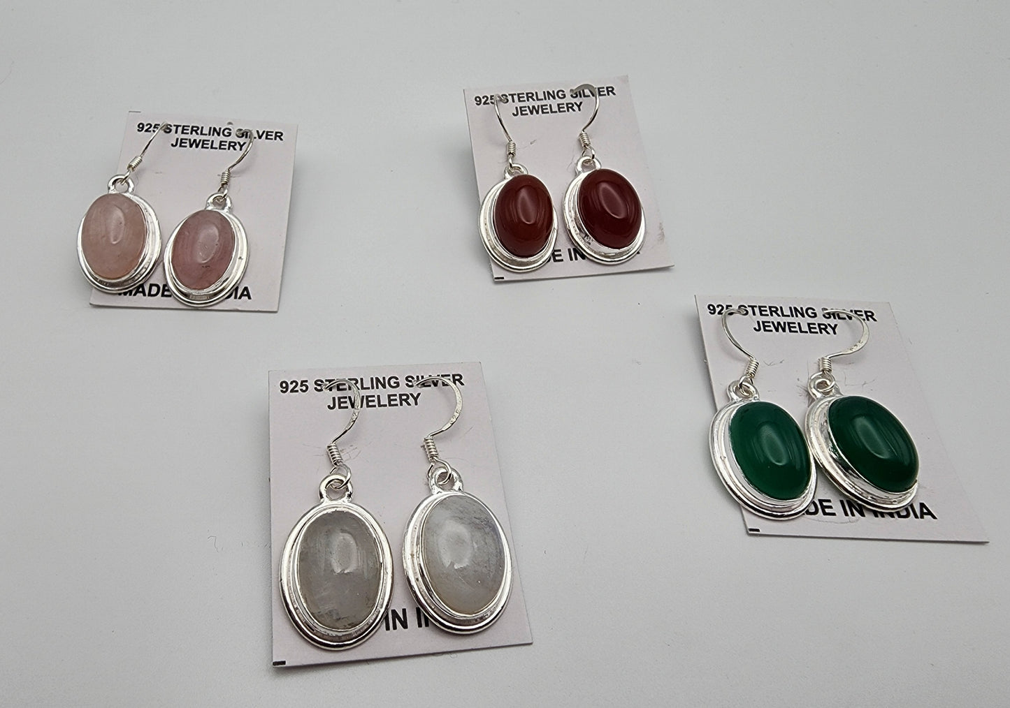 Sterling Silver Simple Gemstone Earrings - Stone Varies.