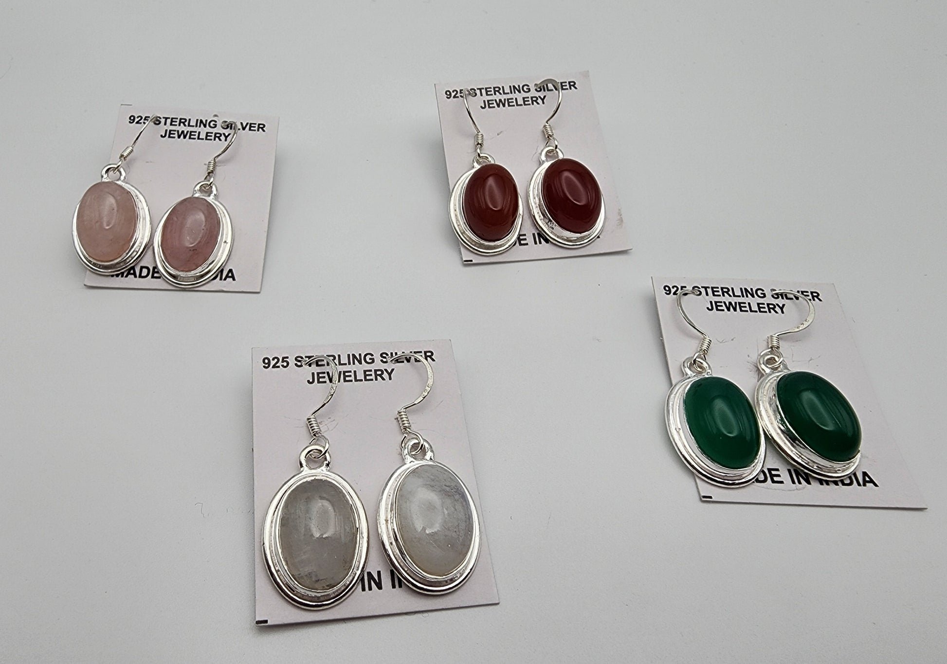 Sterling Silver Simple Gemstone Earrings - Stone Varies.