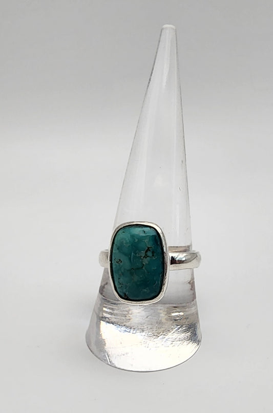 Sterling Silver Simple Ring Turquoise Size 8.5.