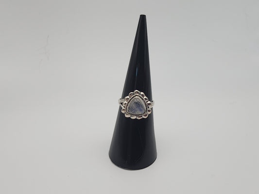 Sterling Silver Triangle Rose Quartz / Garnet / Moonstone/ Onyx Ring.