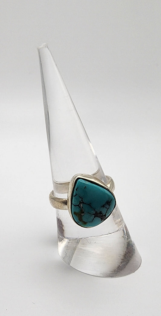 Sterling Silver Triangle Turquoise Ring.