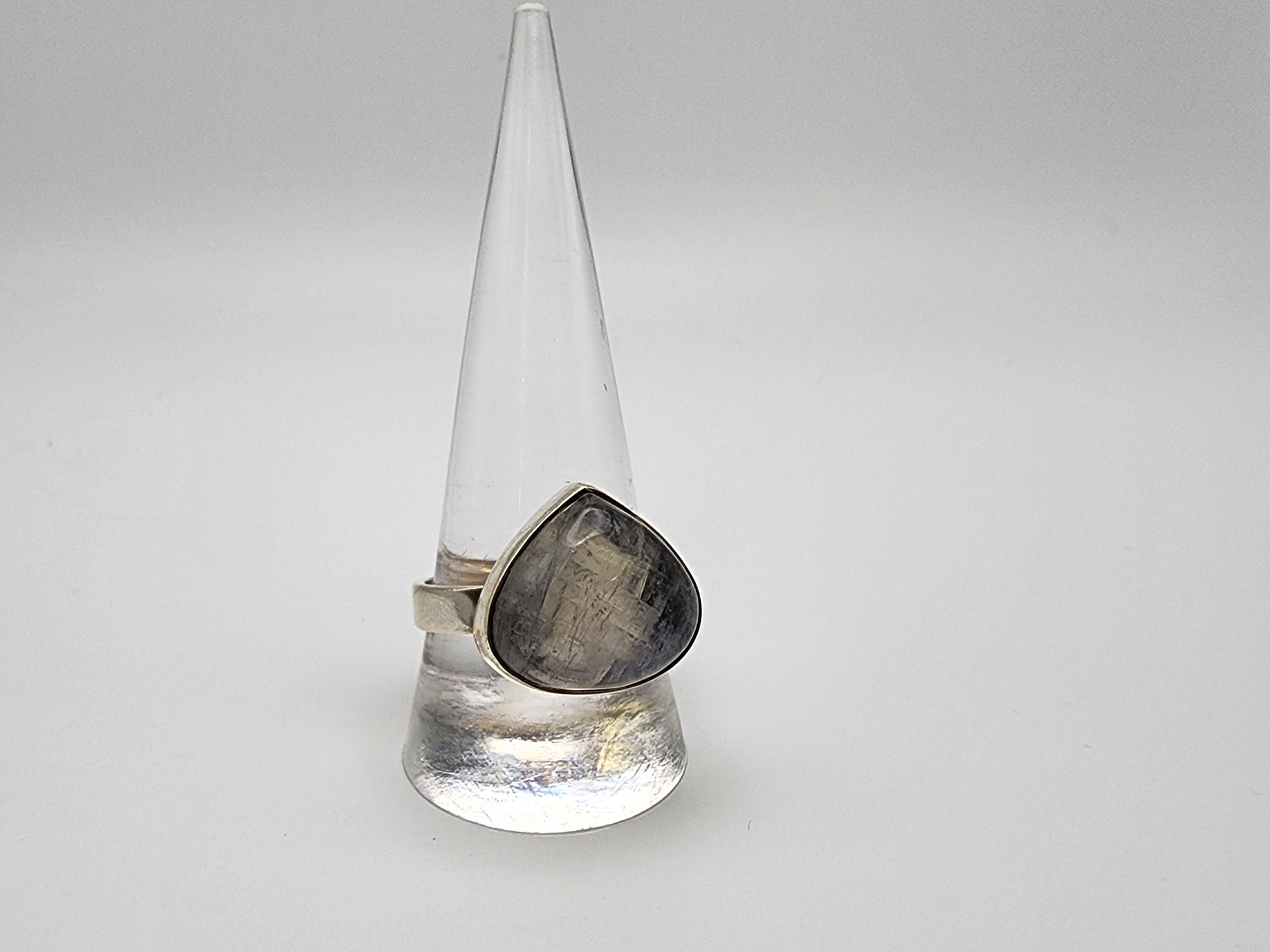 Sterling Silver Triangular Moonstone Ring.