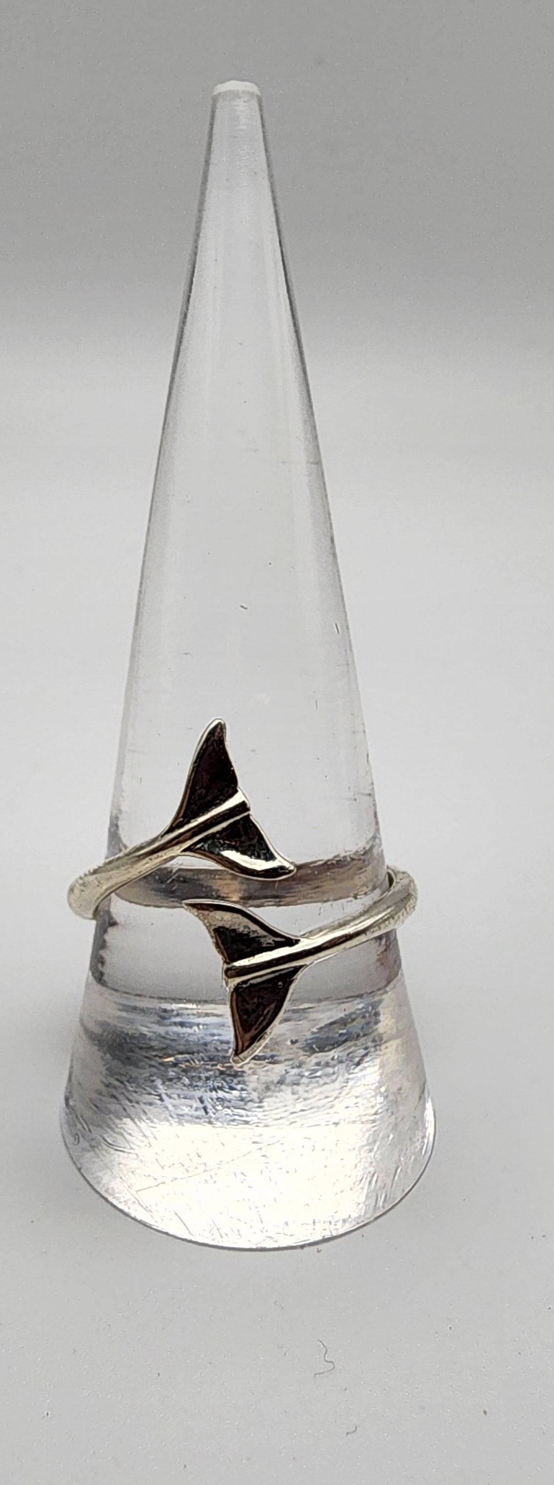 Sterling Silver Double Whale Tale Adjustable Ring.