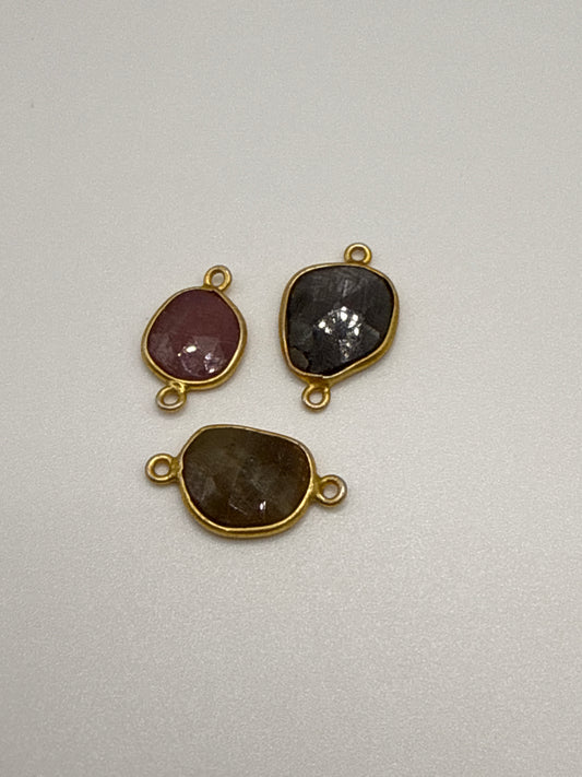 Sapphire Connector Double Loop Gold Filled. 