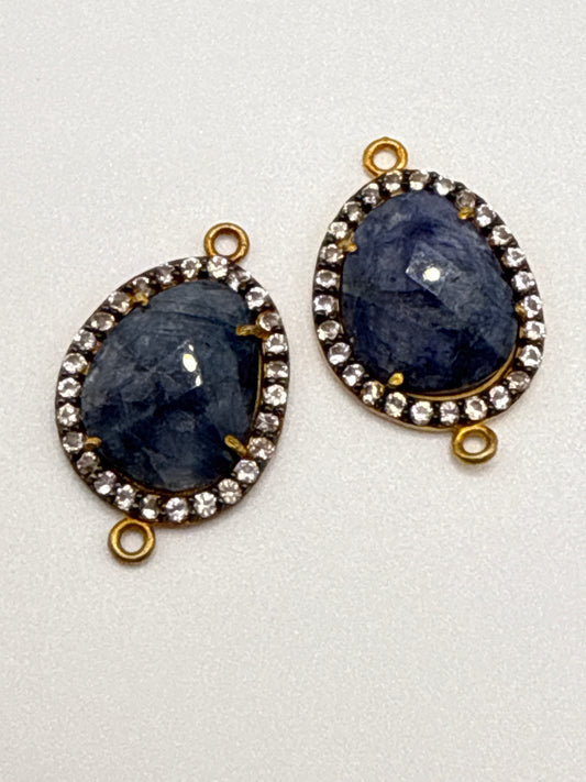 Sapphire with White Topaz Vermeil Connector Double Loop.
