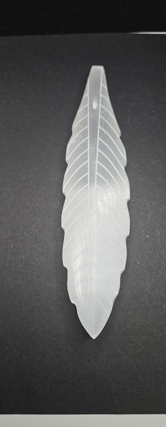 Selenite Feather Incense Holder.