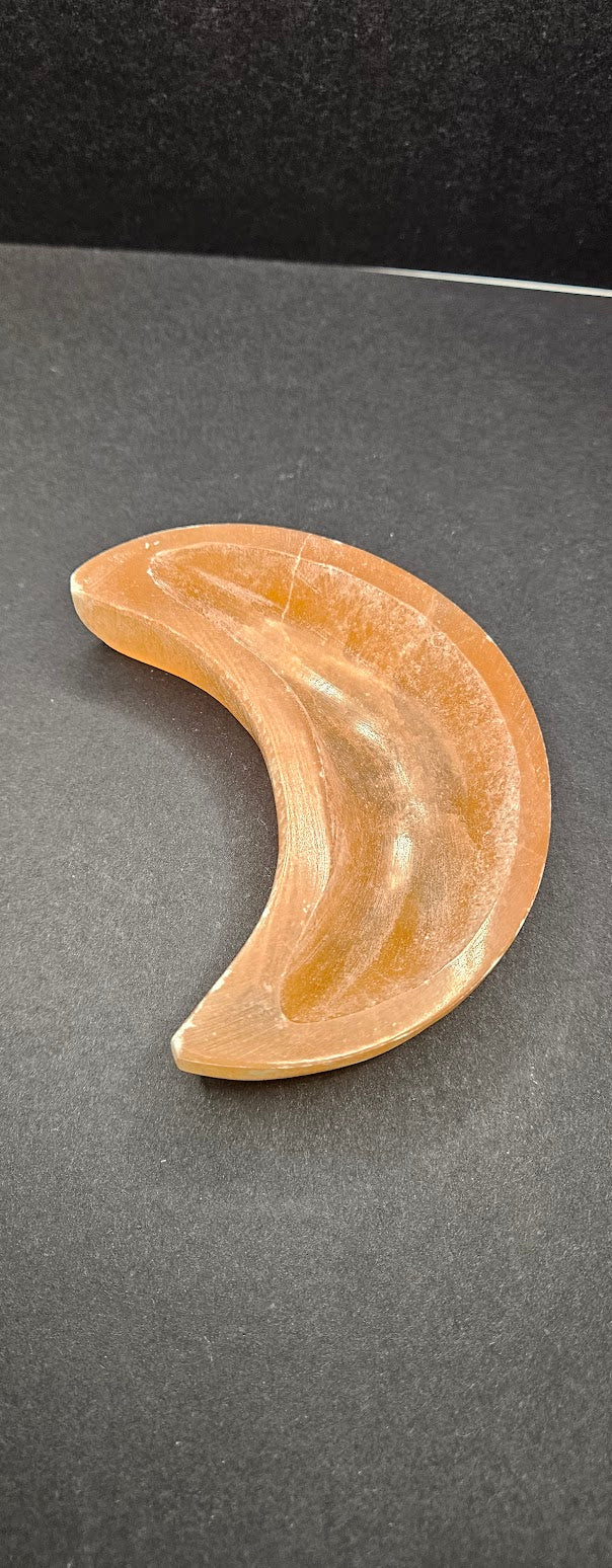 Selenite Moon Bowl Orange.