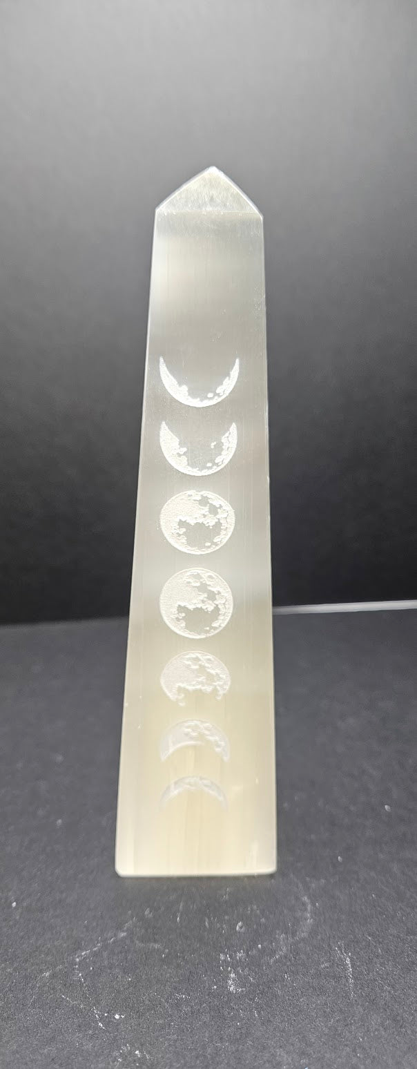 Selenite Moon Phase Point.