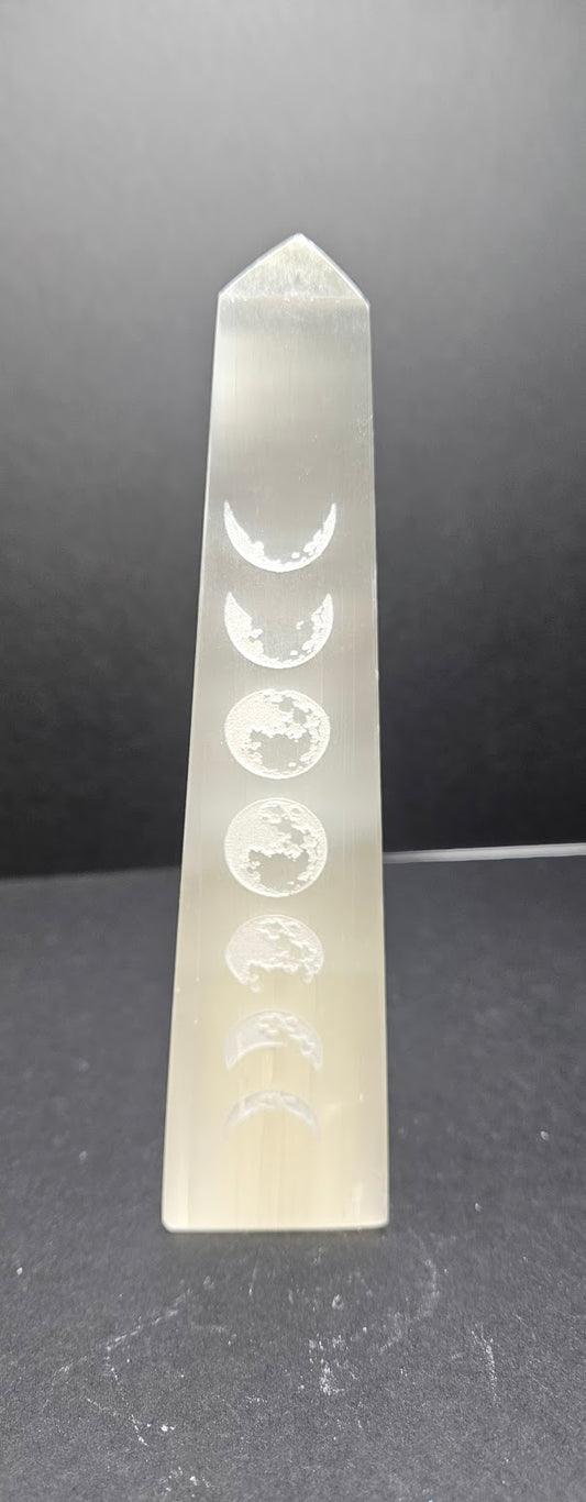Selenite Moon Phase Point.