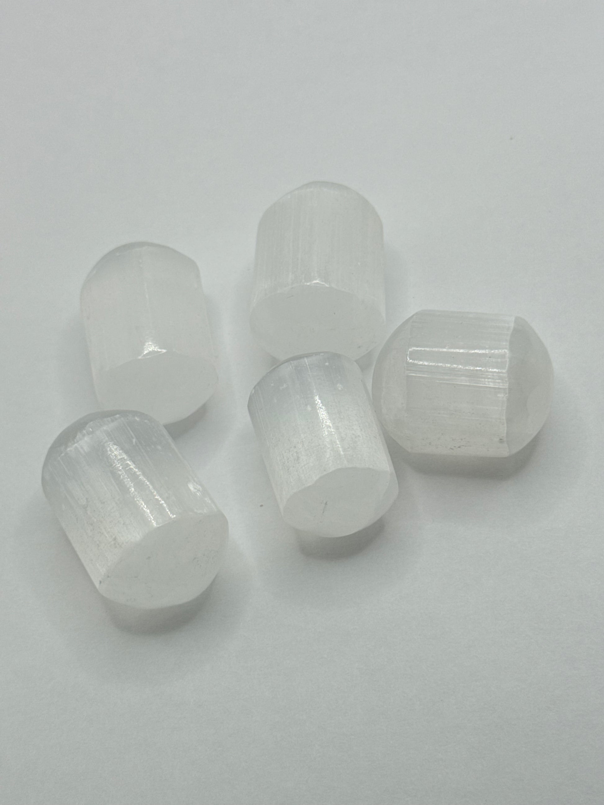 Selenite Tumbled Rounded Mini Cylinder.
