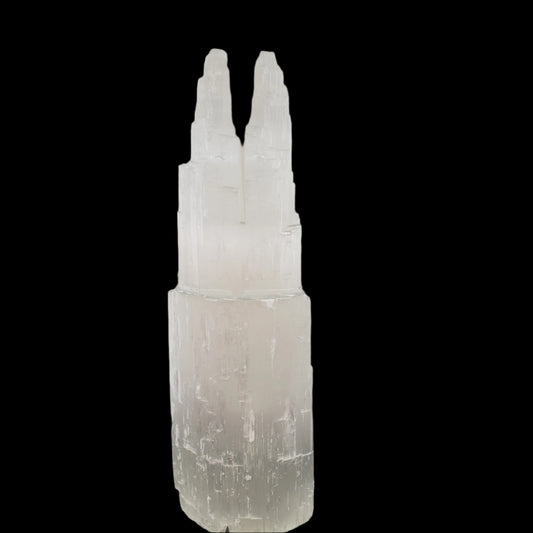 Selenite twin tower lamp.
