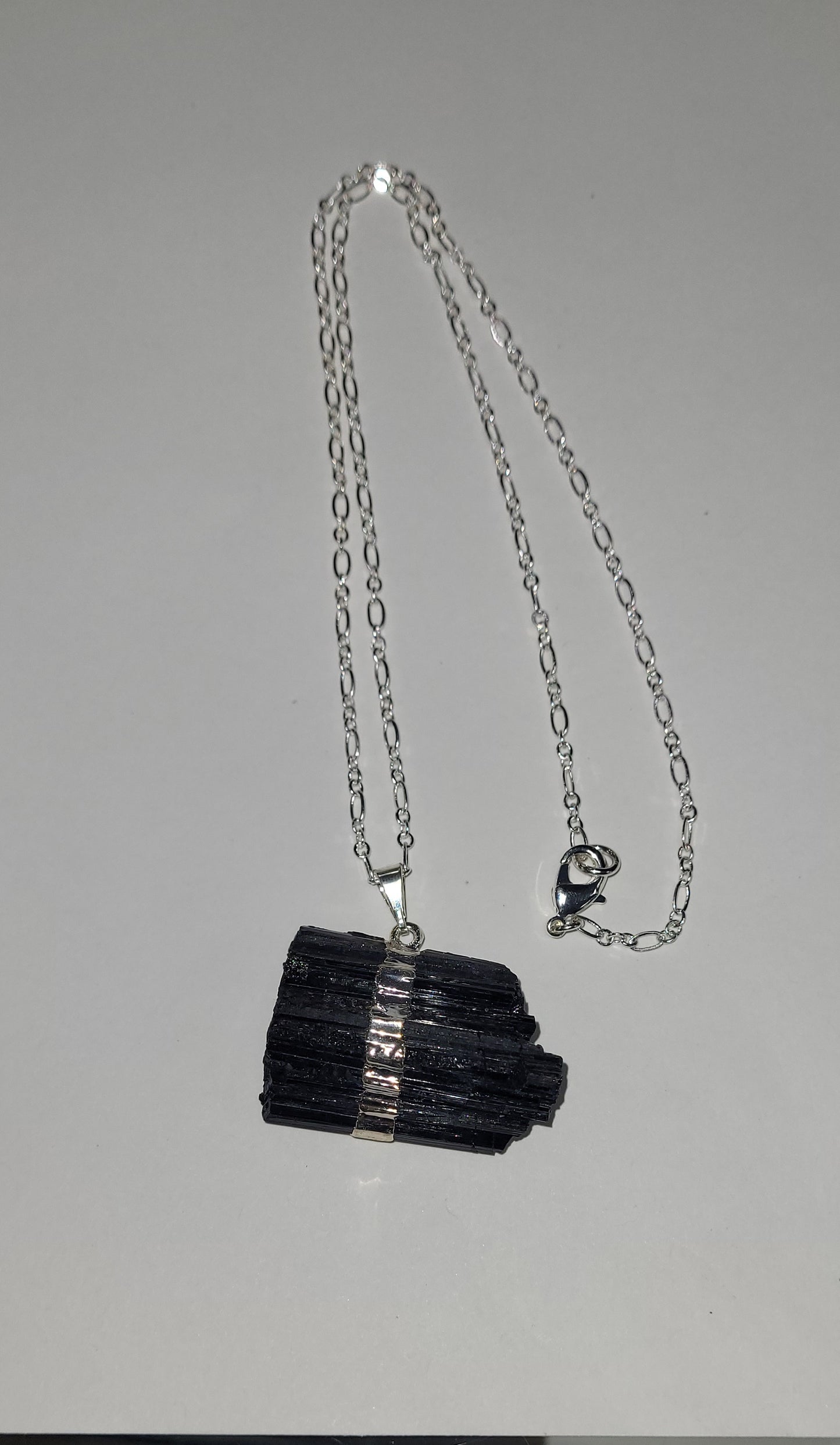 Silver Plated Black Tourmaline Necklace.