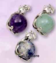 Silver Plated Cat Sphere Pendant.