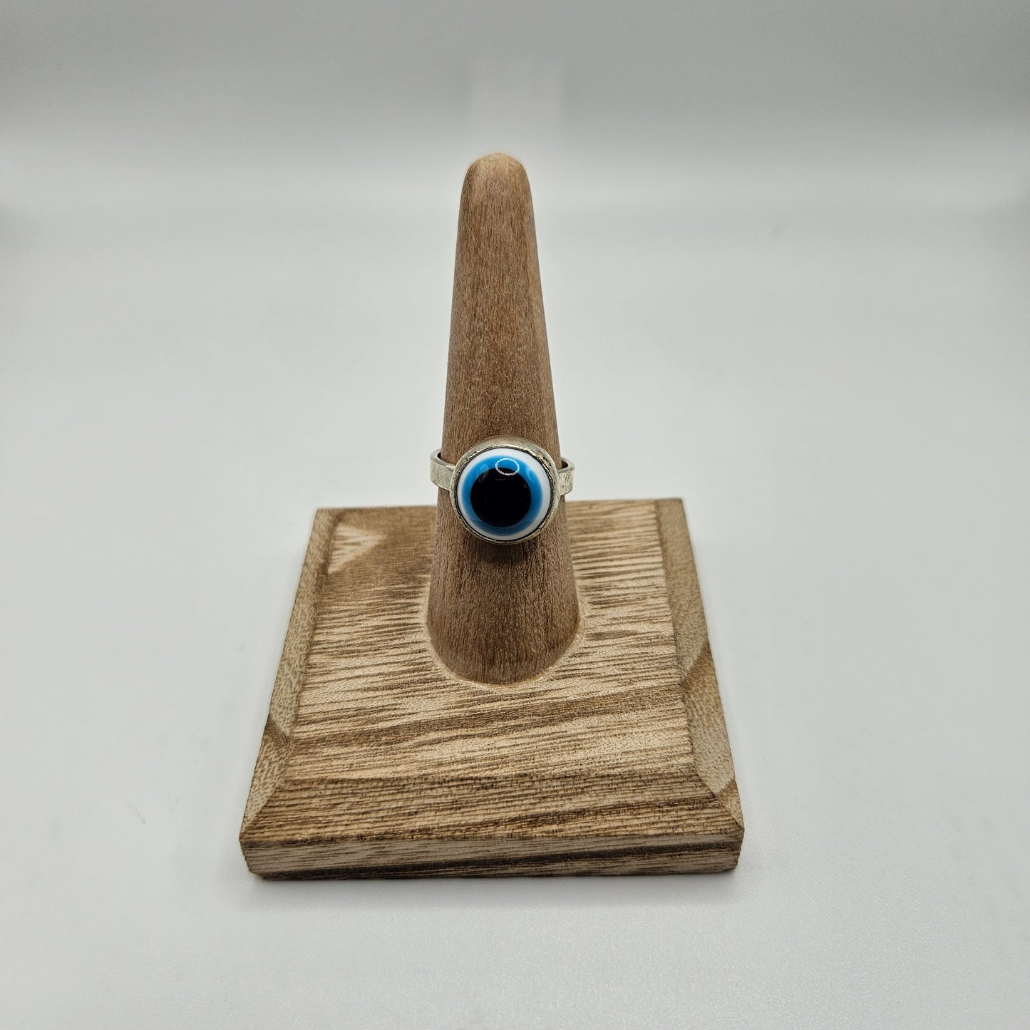 Silver Plated Evil Eye Ring Adjustable.