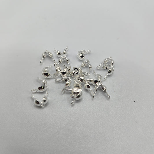 Silver Plated Stainless Steel Clam Shell Double Loop 3.5mm.