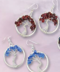 Silver Plated Wire Wrap Tree of Life Earrings.