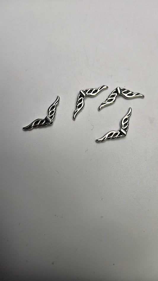 Silver Color Pewter Mini Angel Wing Bead.