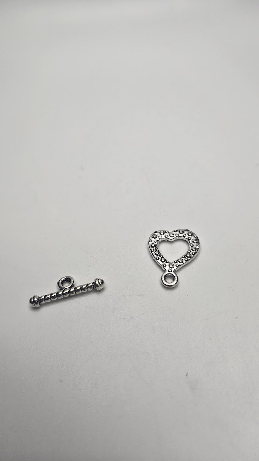 Silver Colored Pewter Heart Clasp.