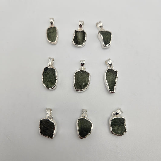 Sterling Silver Moldavite Bezel Pendant.