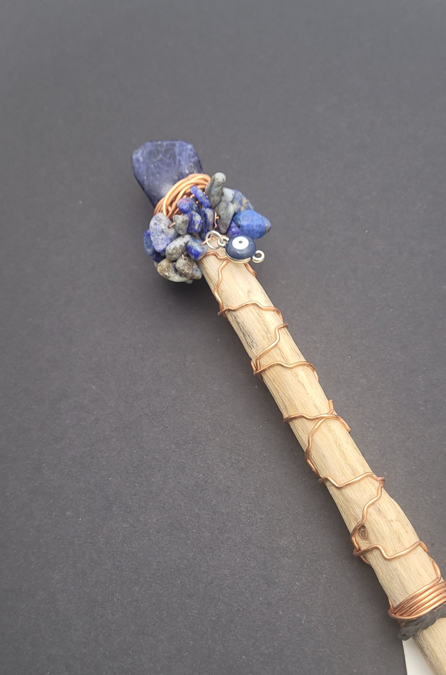 Handmade Sodalite and Evil Eye Wand.