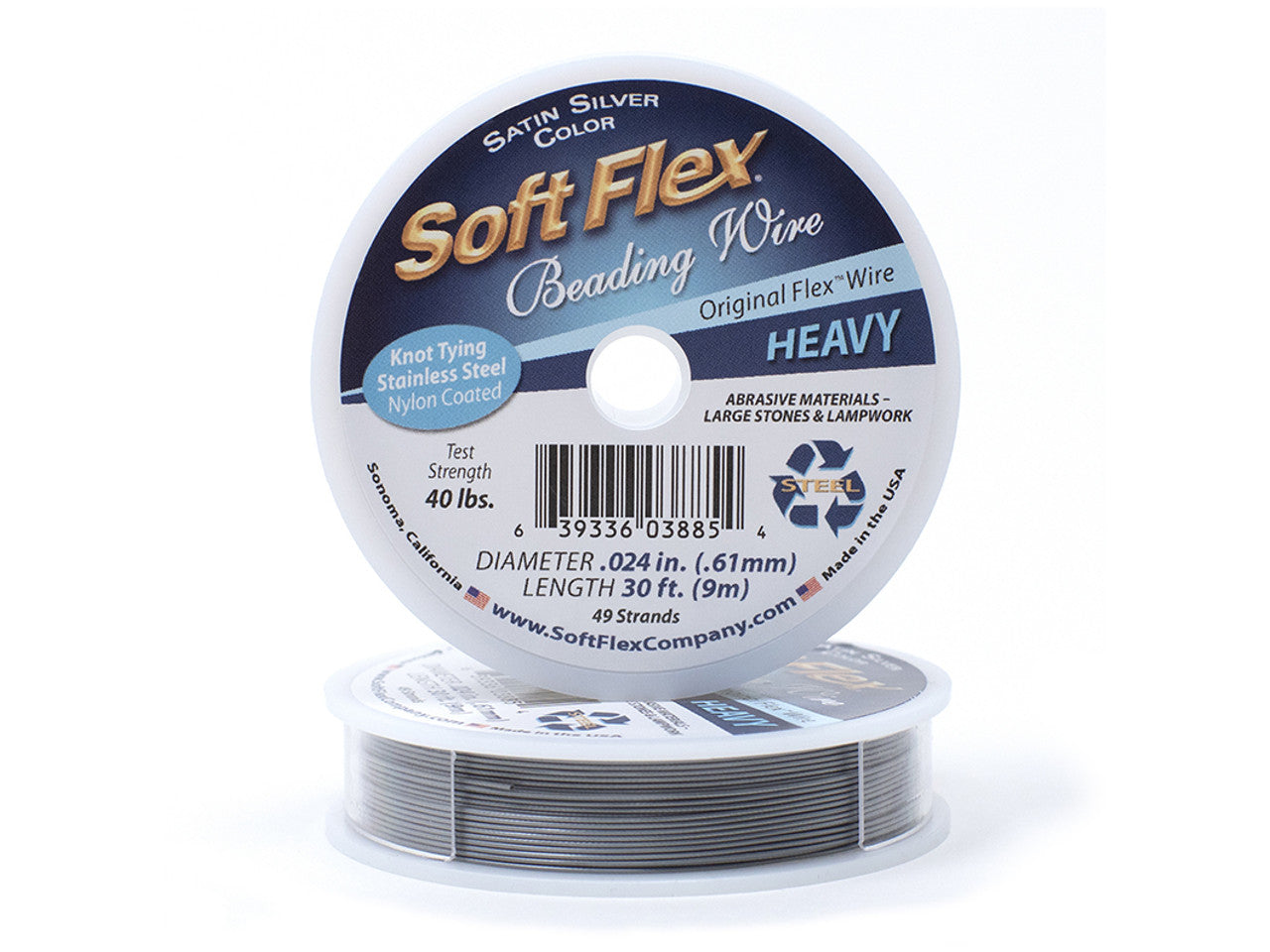 Soft Flex Wire HEAVY 0.24 DIA 30 FT SATIN SILVER.