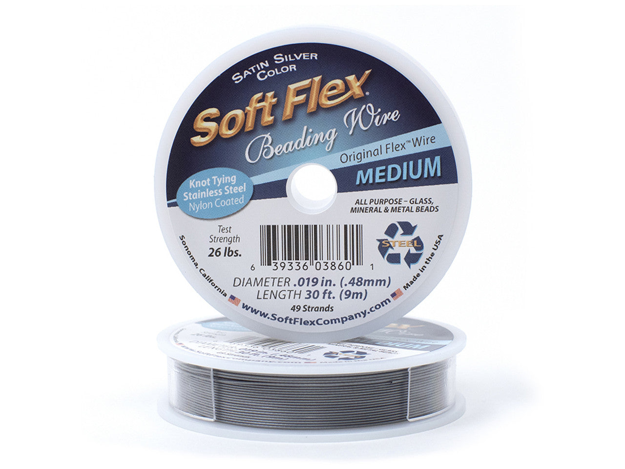 Soft Flex Wire MEDIUM 0.19 DIA 30 FT SATIN SILVER.