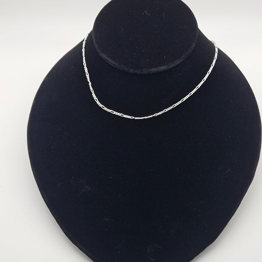 Sterling Silver 16in 3+1 Figaro 050 1.8mm.