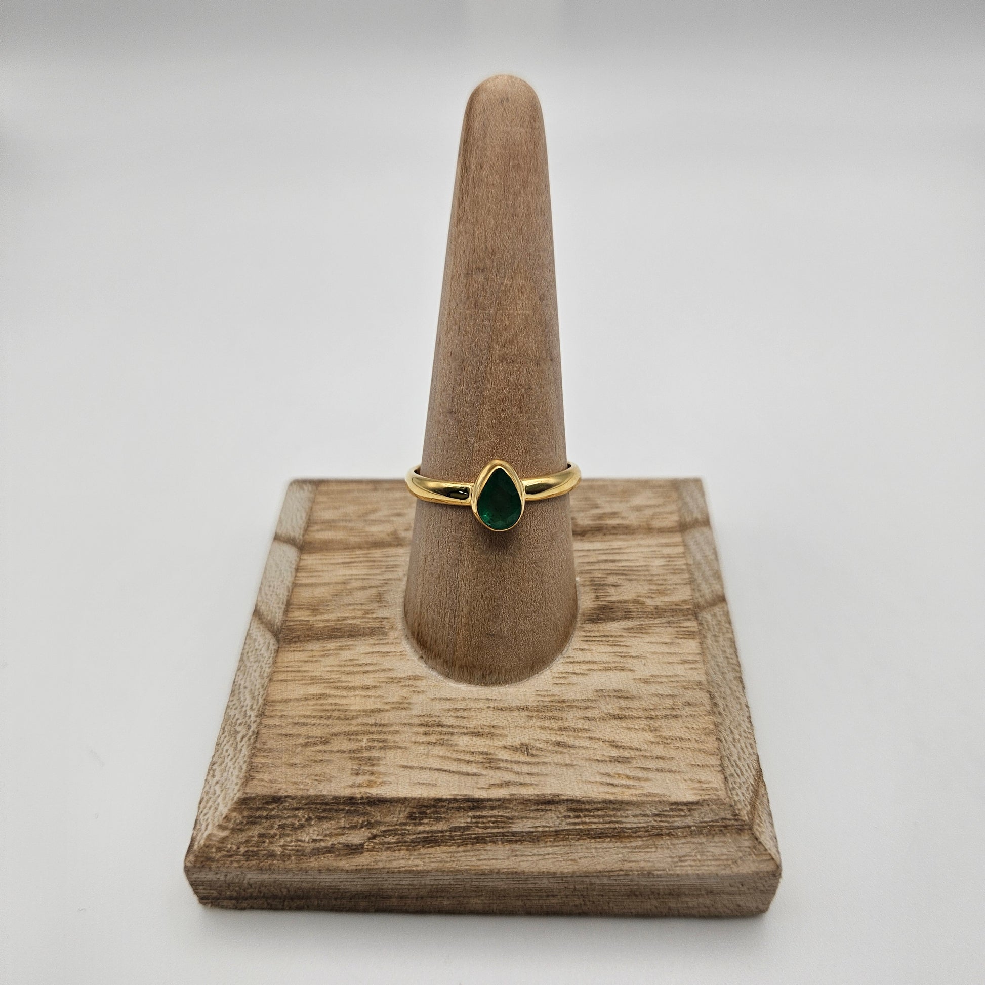 Sterling Silver 18k Gold Vermeil Faceted Emerald Ring Size 10.