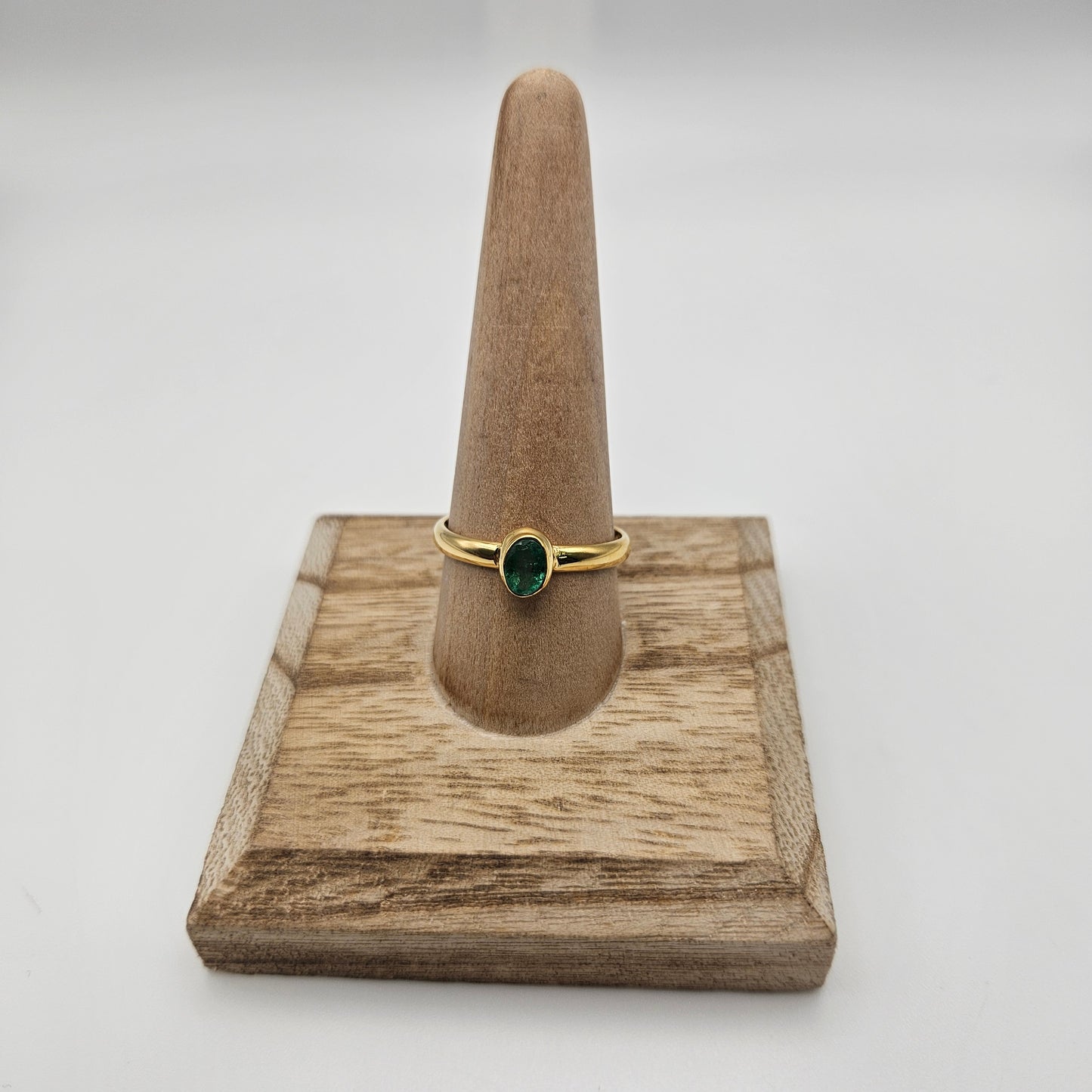 Sterling Silver 18k Gold Vermeil Faceted Emerald Ring Size 11.
