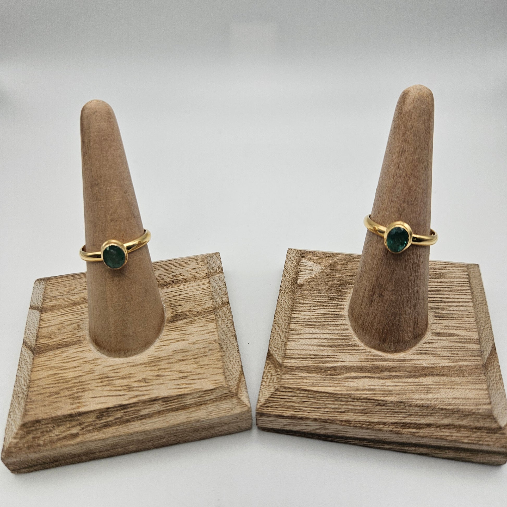 Sterling Silver 18k Gold Vermeil Faceted Emerald Ring Size 8.