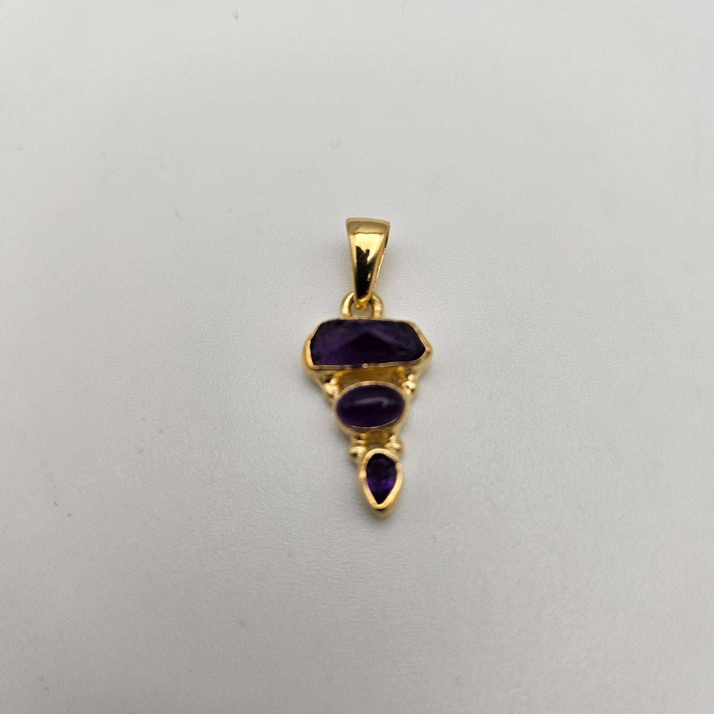 Sterling Silver 18k Vermeil 3 Stone Combo Pendant