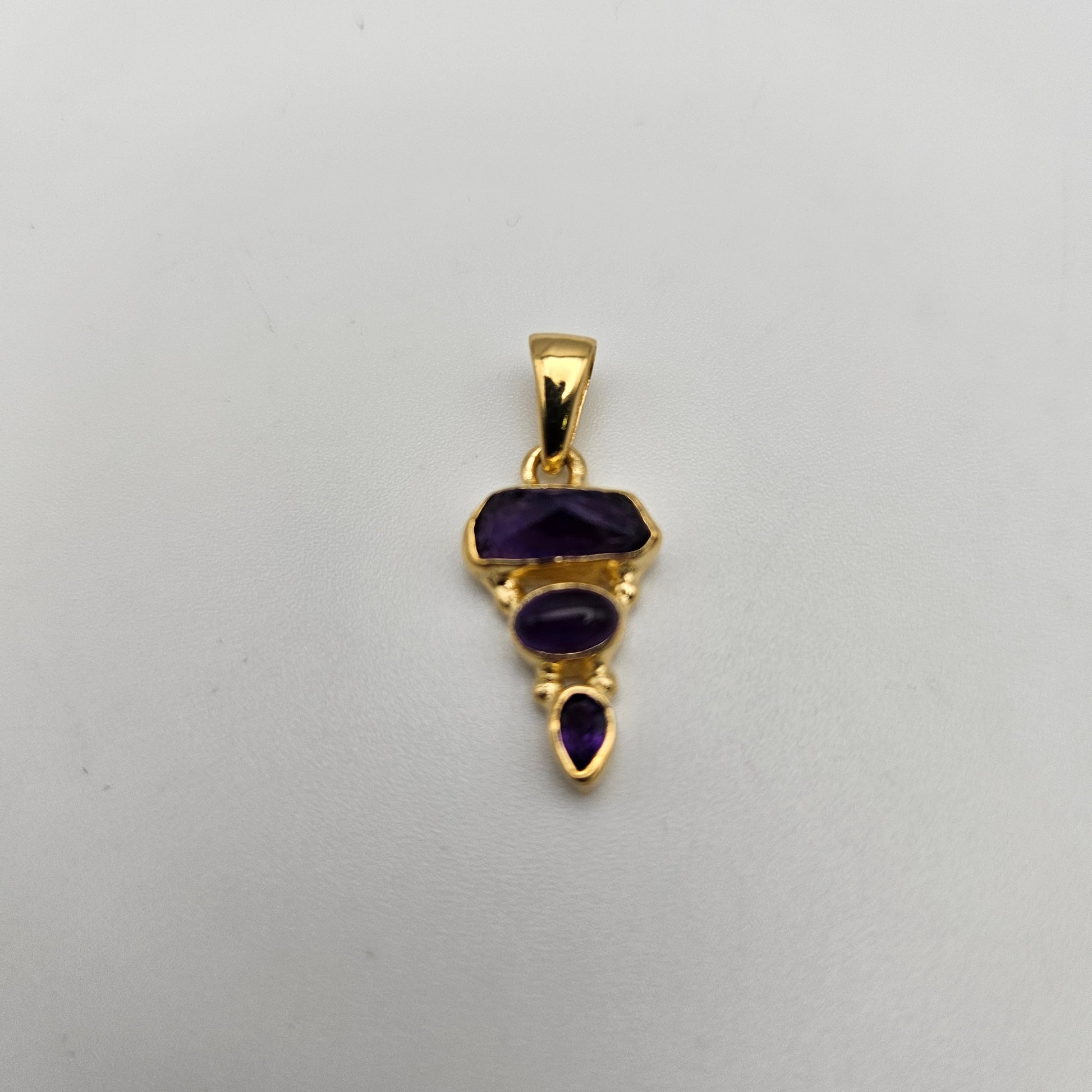 Sterling Silver 18k Vermeil 3 Stone Combo Pendant