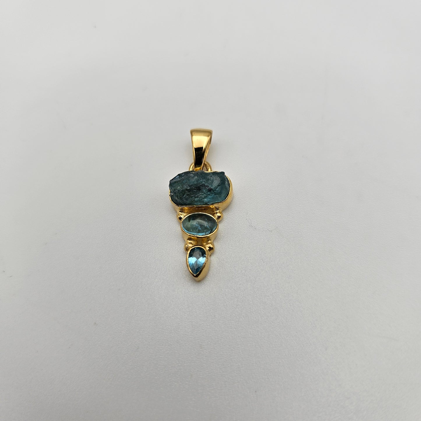 Sterling Silver 18k Vermeil Plated Apatite 3 Stone Combo Pendant.