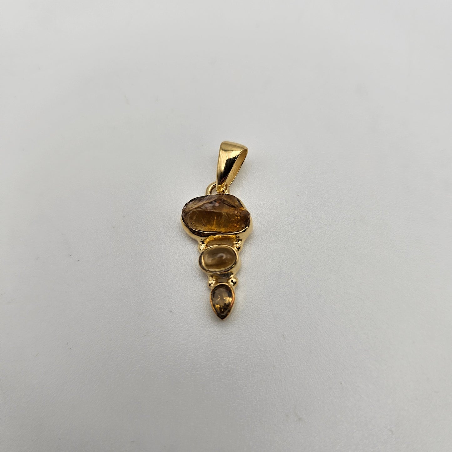 Sterling Silver 18k Vermeil 3 Stone Combo Pendant