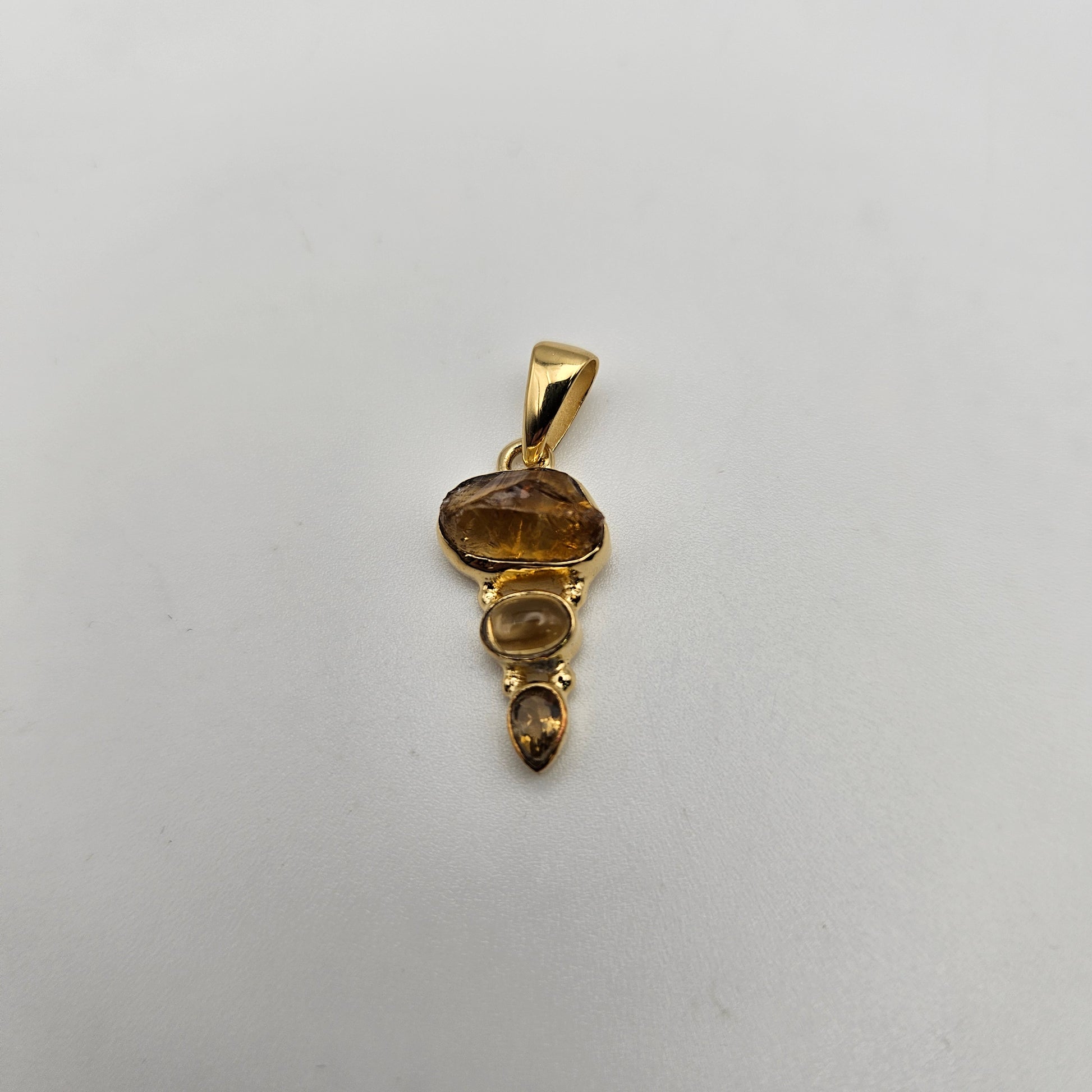 Sterling Silver 18k Vermeil 3 Stone Combo Pendant