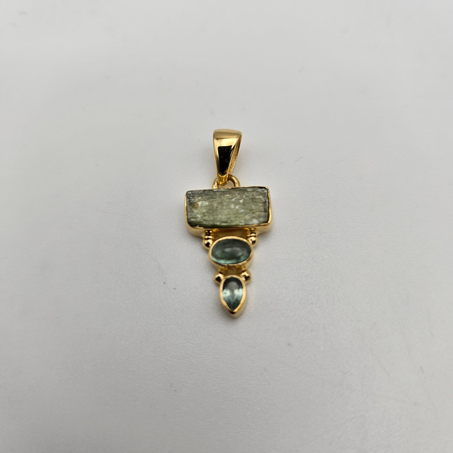 Sterling Silver 18k Vermeil 3 Stone Combo Pendant