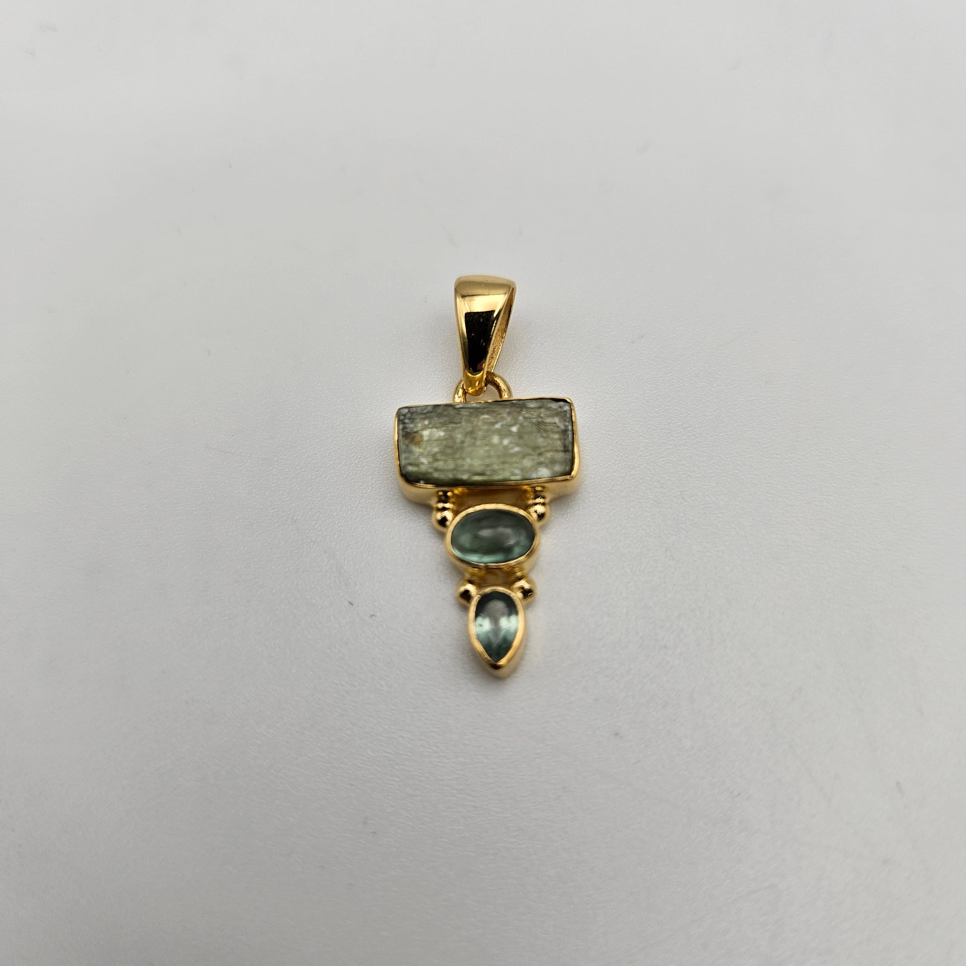 Sterling Silver 18k Vermeil 3 Stone Combo Pendant