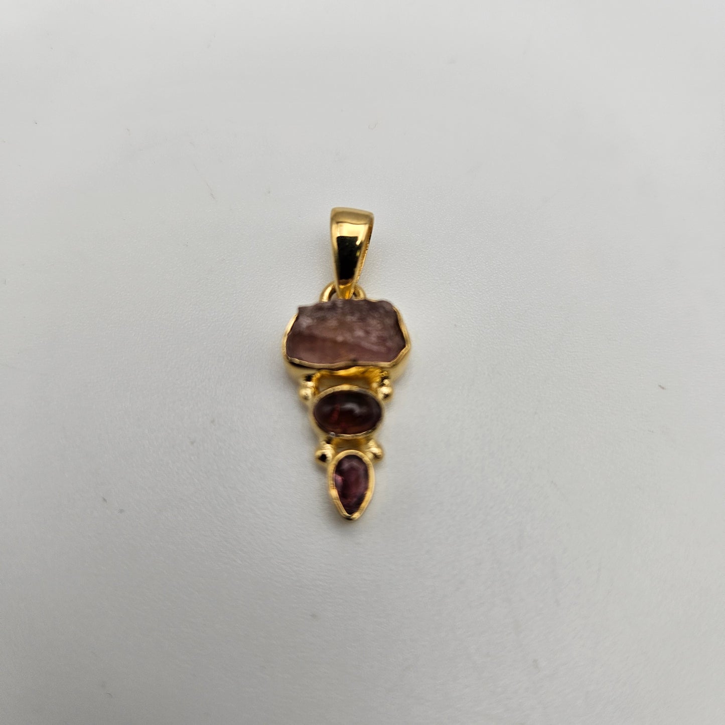 Sterling Silver 18k Vermeil 3 Stone Combo Pendant