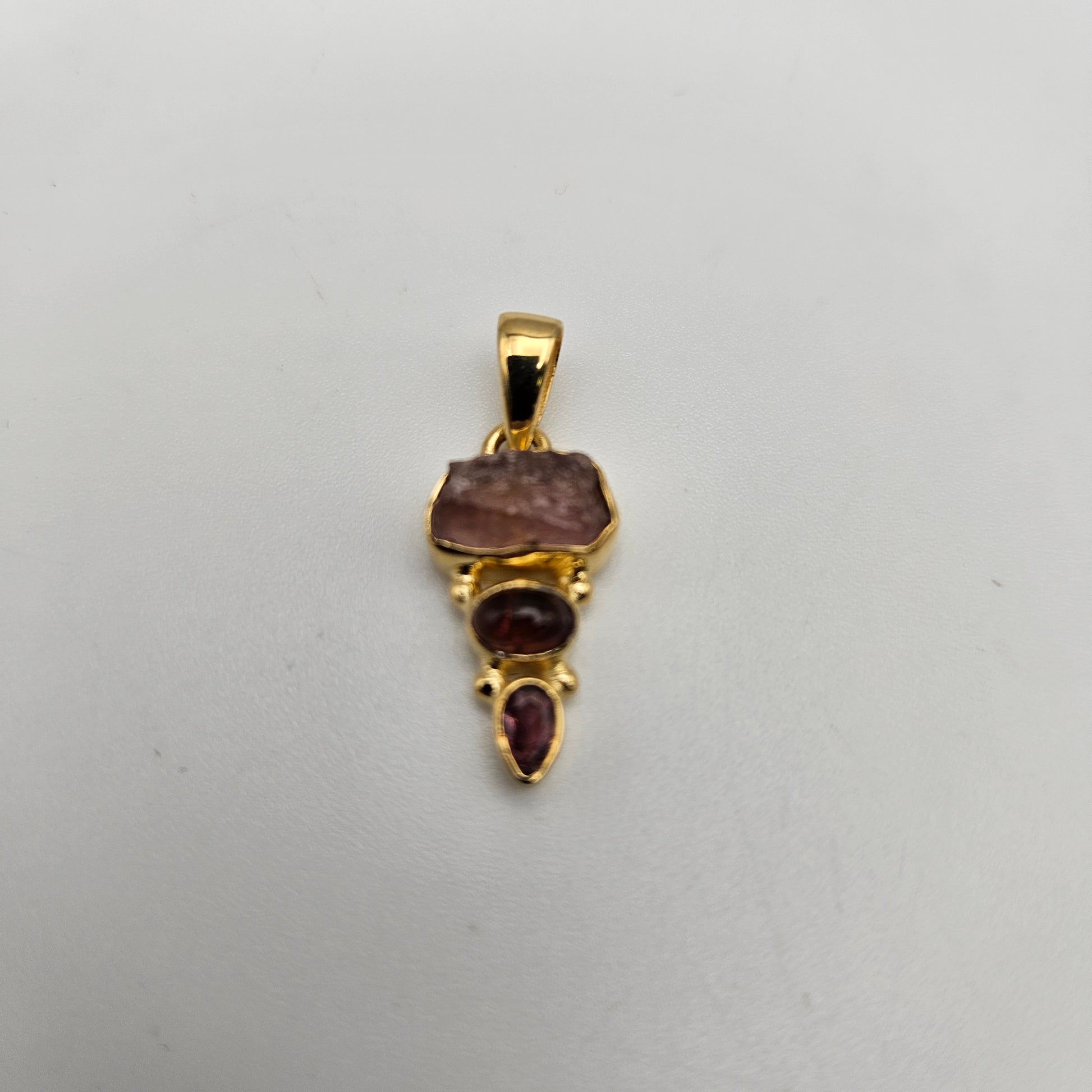 Sterling Silver 18k Vermeil 3 Stone Combo Pendant