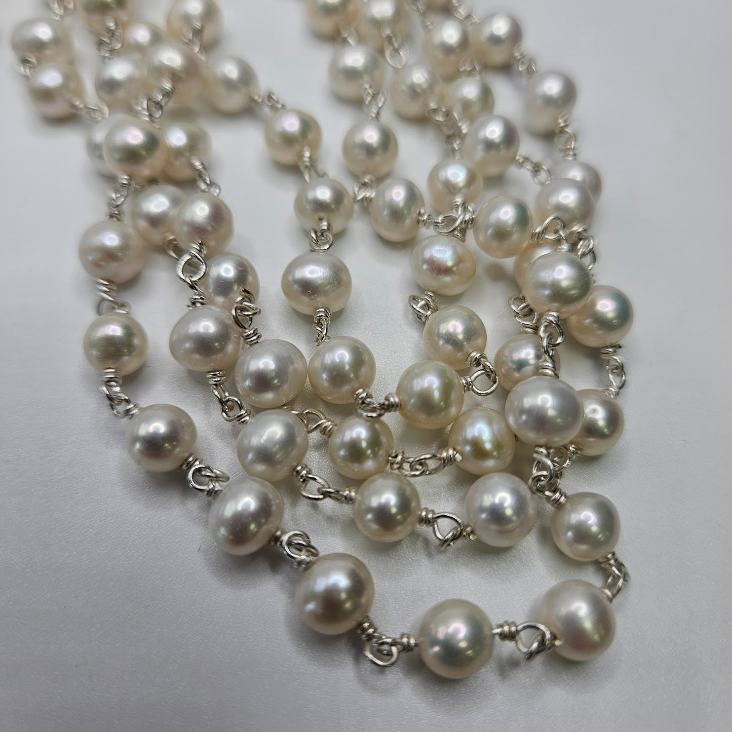 Sterling Silver 6mm Pearl Chain By The Foot.