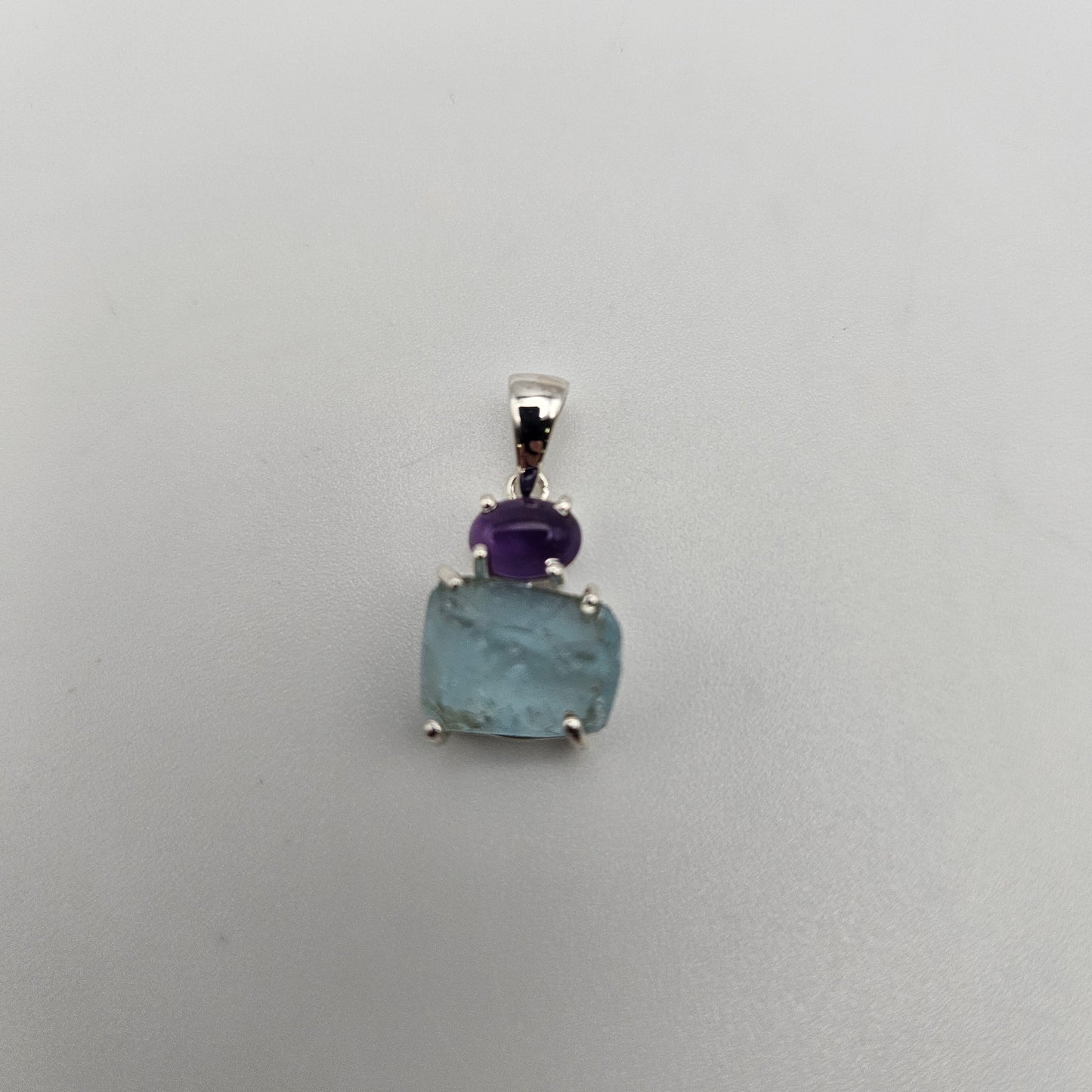 Sterling Silver 2 Stone Raw Pendant