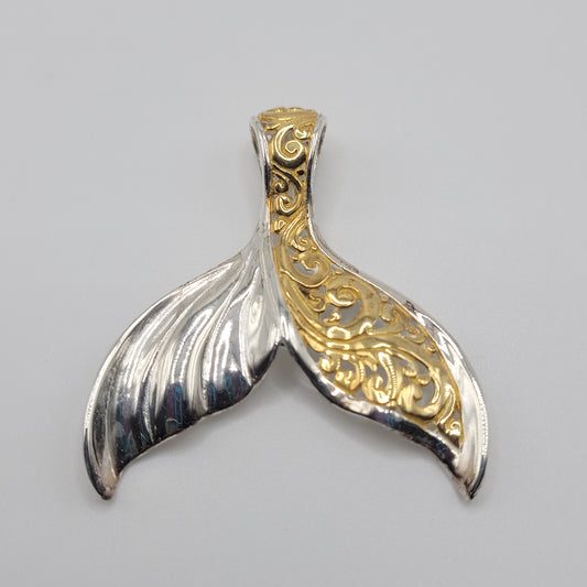 Sterling Silver And Gold Mermaid Tail Pendant.