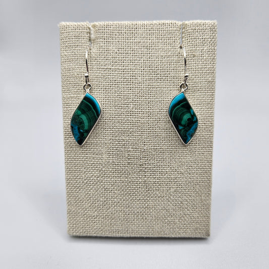 Sterling Silver Assorted Malachite Chrysocolla Earrings.