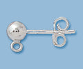 Sterling Silver Ball Earring w/ Ring & Earnut 4mm Pair.