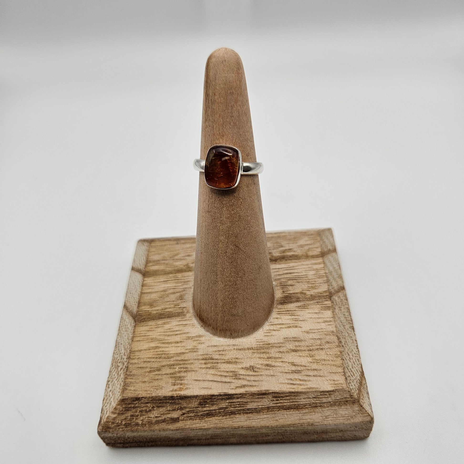 Sterling Silver Baltic Amber Ring Size 5.